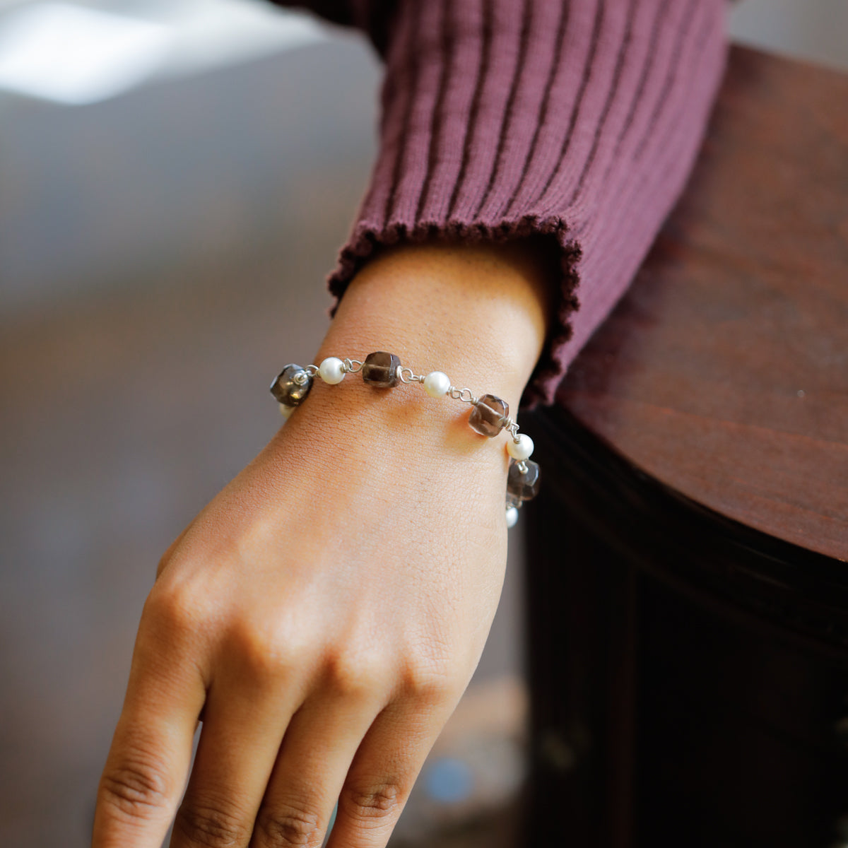 Pearls and Smokey Quartz Bracelet