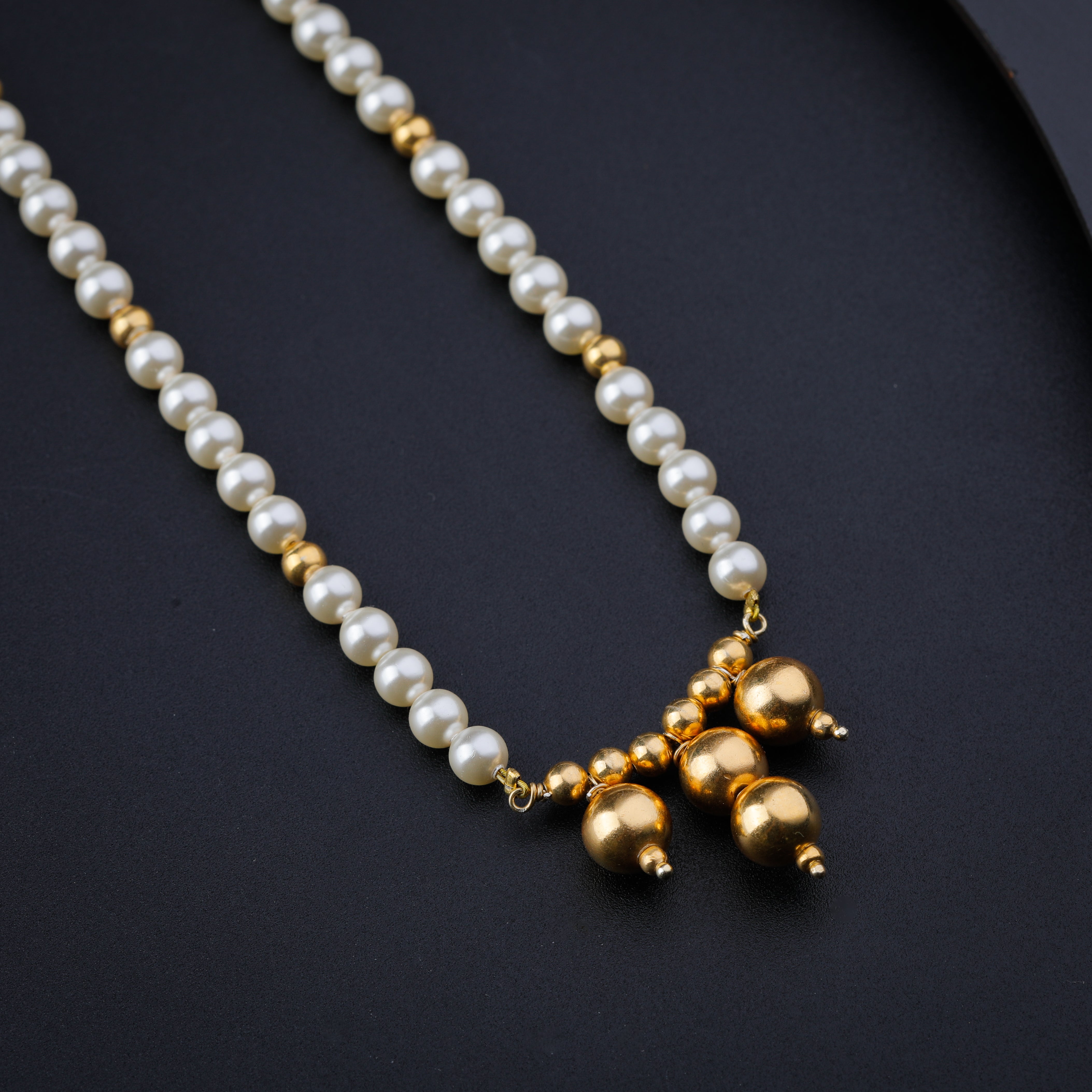 Gold Plated Beads with Pearls Necklace