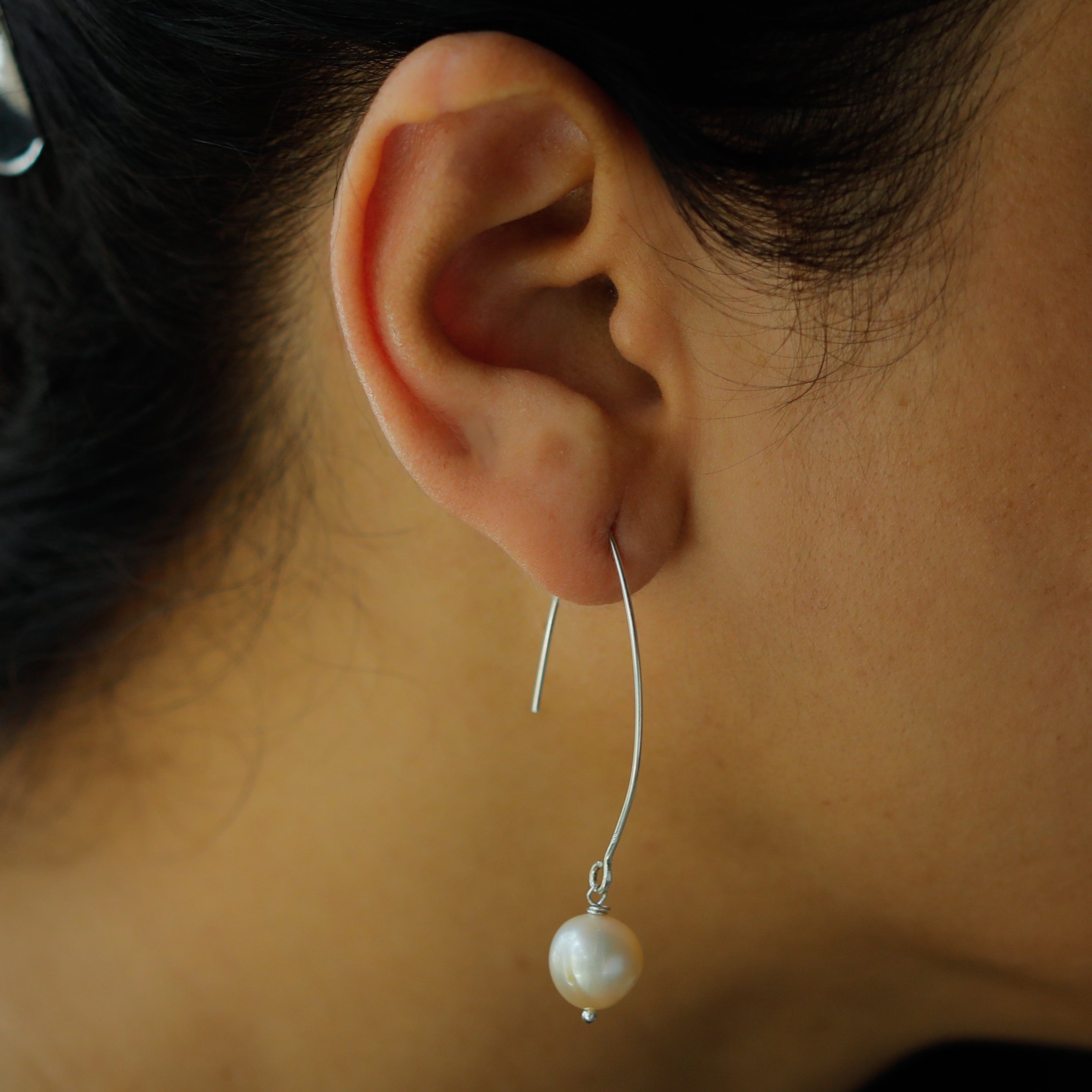 Fresh Water Pearl Silver Dangler Earrings