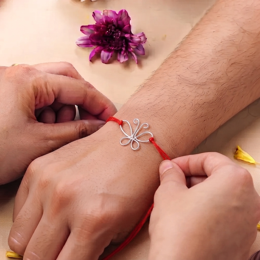 Silver Wire Bent Butterfly Rakhi (Project Handmade)