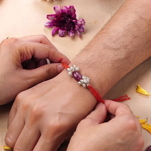 Ruby & Pearl Bunch Rakhi (Project Handmade)