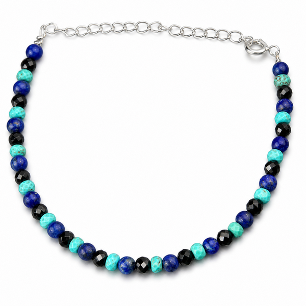 Beaded evil eye bracelet with semi precious stones