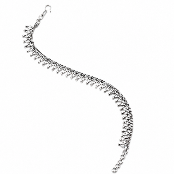 Silver Anklet with Drop  Motif