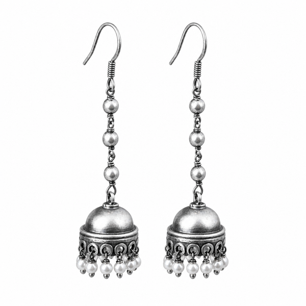 Silver Bead Jhumki Small