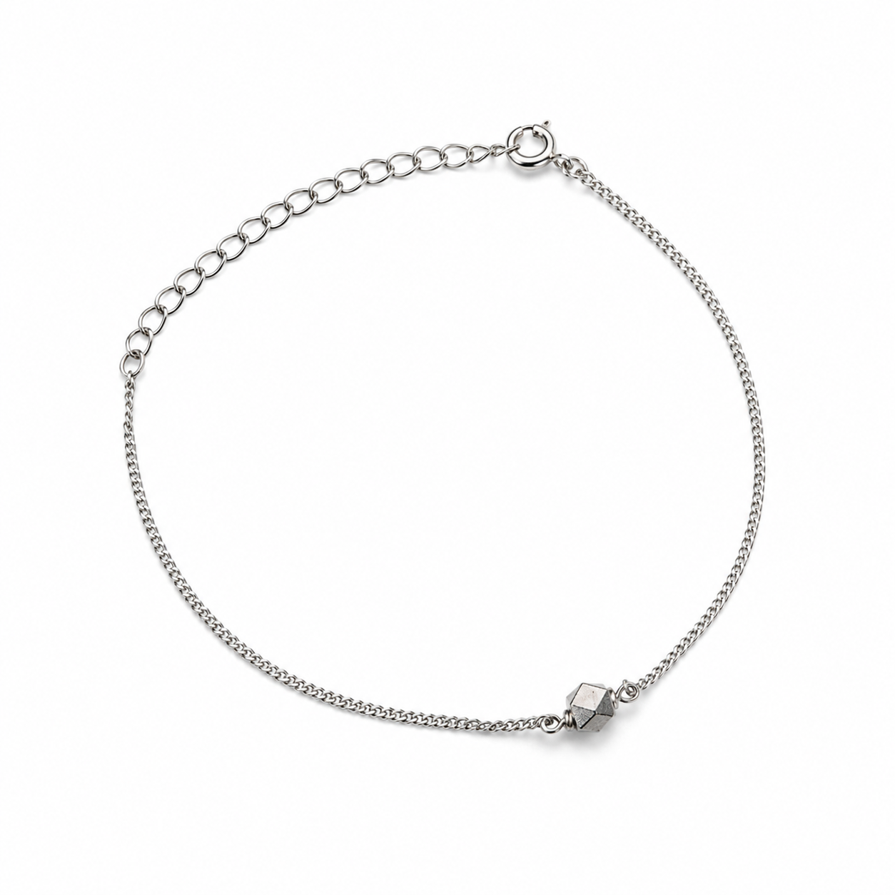 Silver Chain Single Bead Bracelet