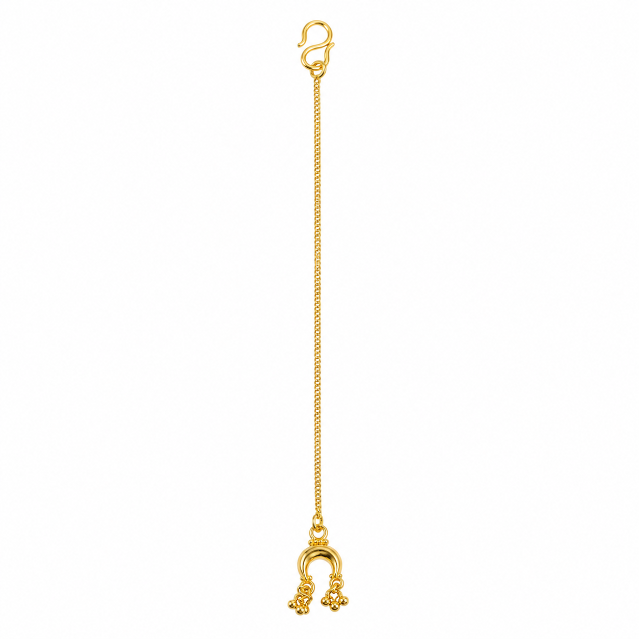 Silver Chandrakor Ghungroo Motif Maang Tika (Gold Plated)
