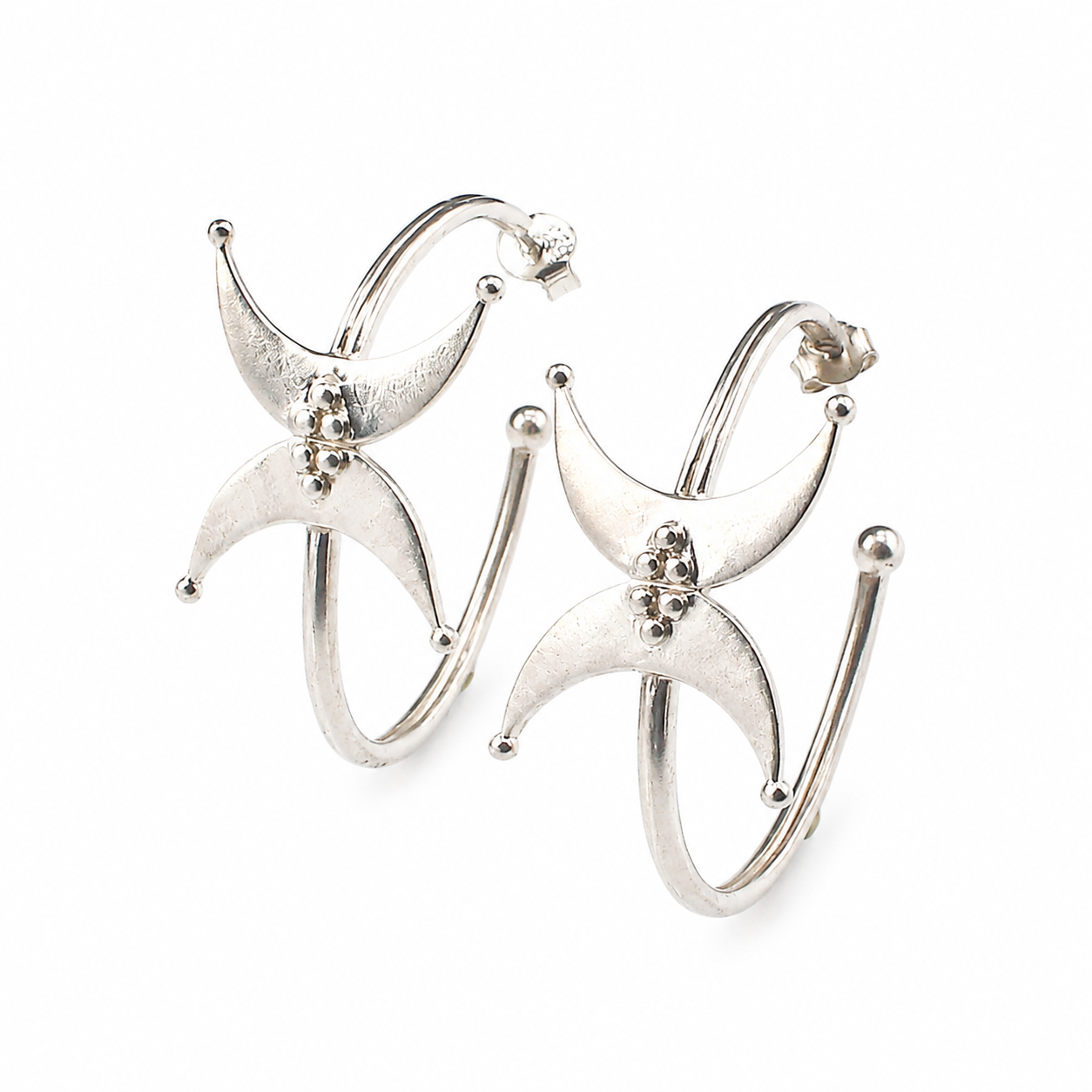 Silver Chandrakor Hoops
