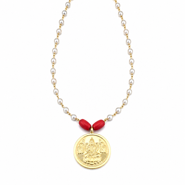 Silver Coin Necklace Gold Plated with Pearls