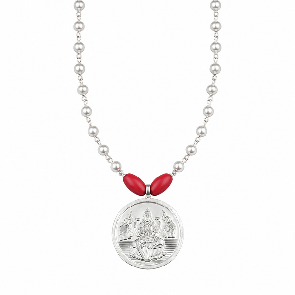 Silver Coin Necklace with Pearls