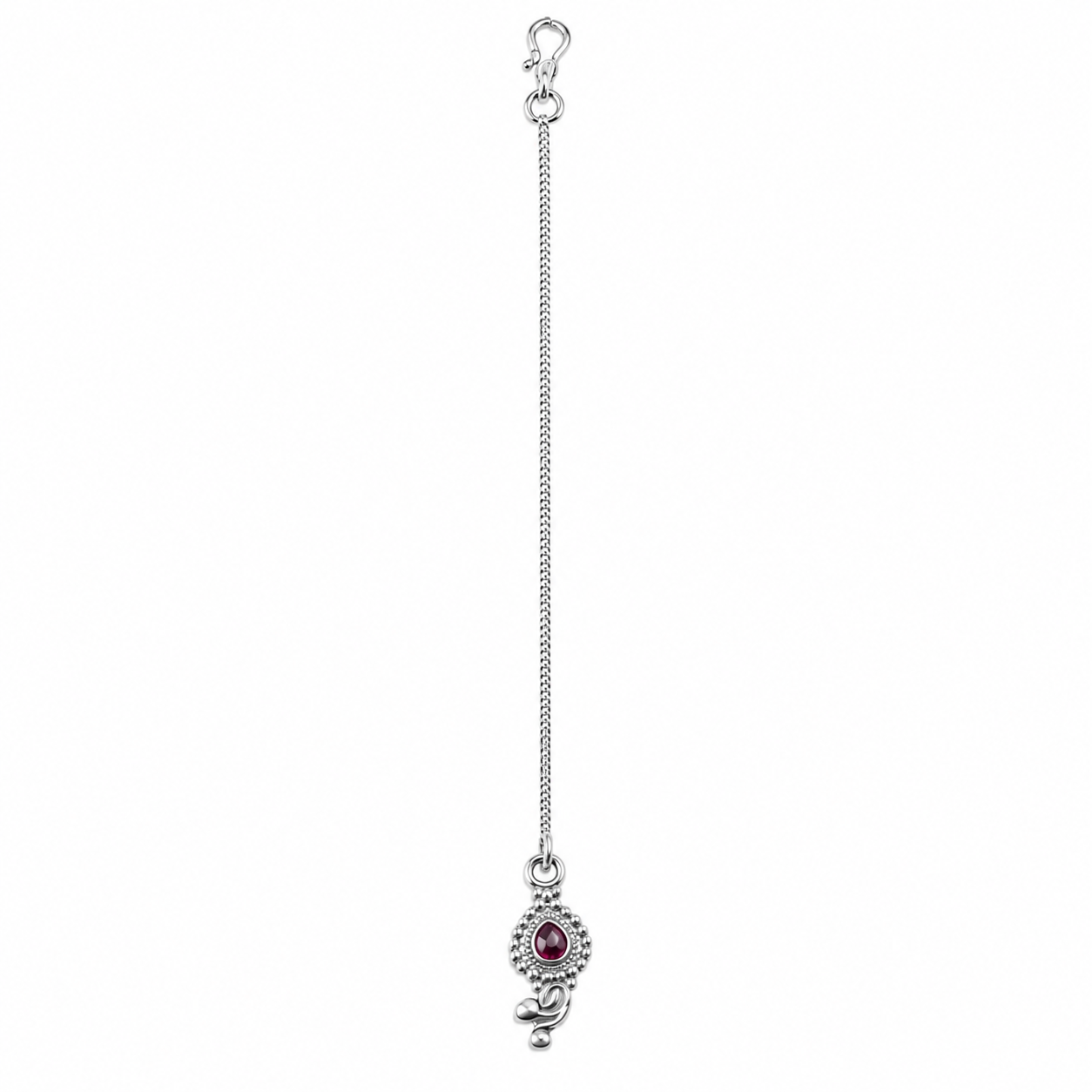 Silver Drop Shape with Ghungroo Motif Maang Tika