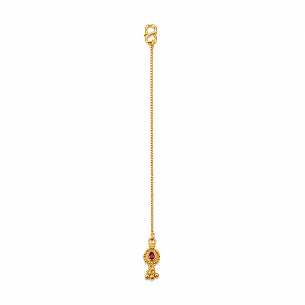 Silver Drop Shape with Ghungroo Motif Maang Tika (Gold Plated)