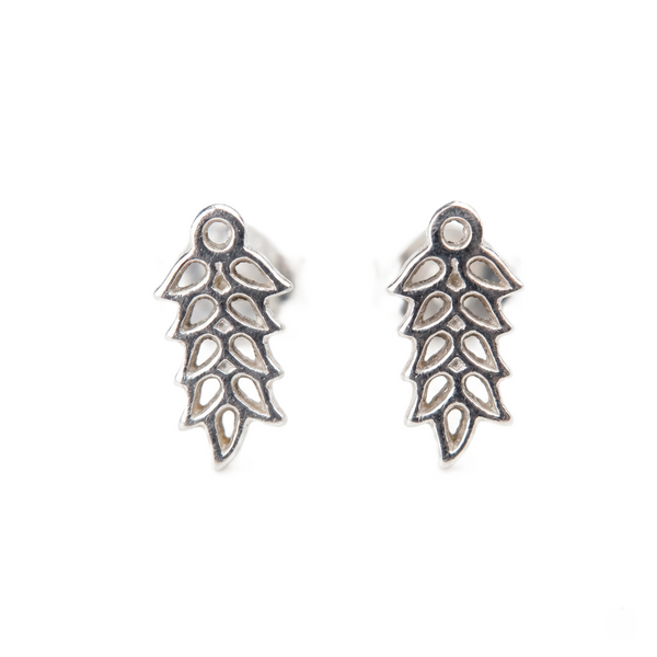 Silver Earrings with Leaf Motif