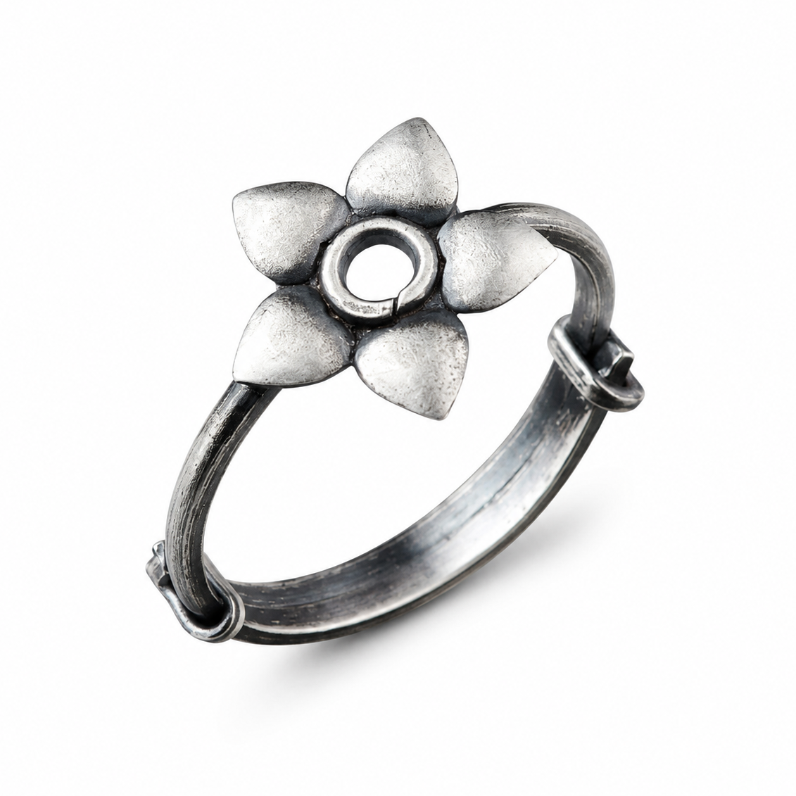 Silver Flower Motif Ring