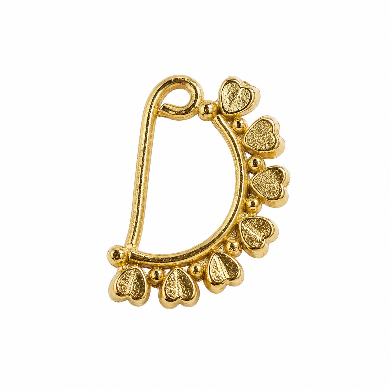 Silver Heart Nath (Left, Clip on) |  92.5 Silver | 22K Gold Plated