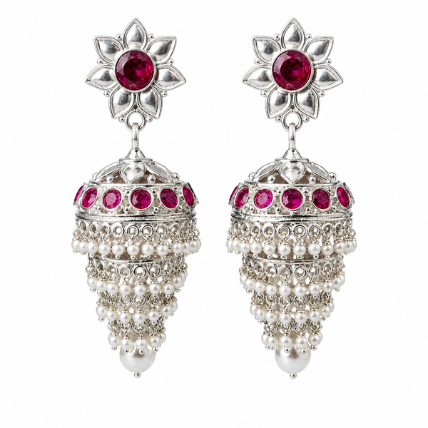 Multi Layered Jhumki with Pearls | 92.5 Silver (Made to Order)
