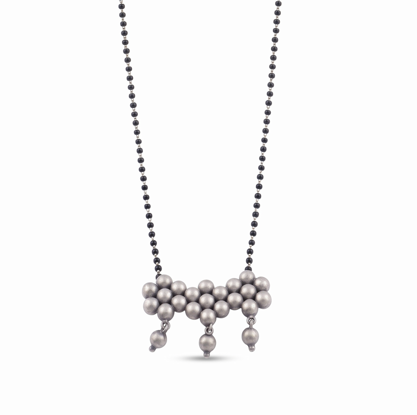 Silver Kudi  Mangalsutra with Black Bead String