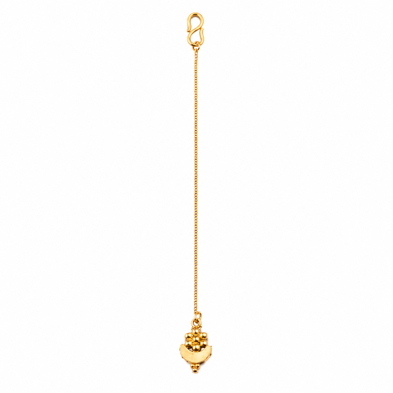 Silver Kudi & Chandrakor Motif Maang Tika (Gold Plated)