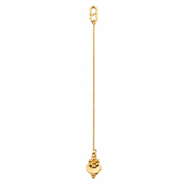 Silver Kudi & Chandrakor Motif Maang Tika (Gold Plated)