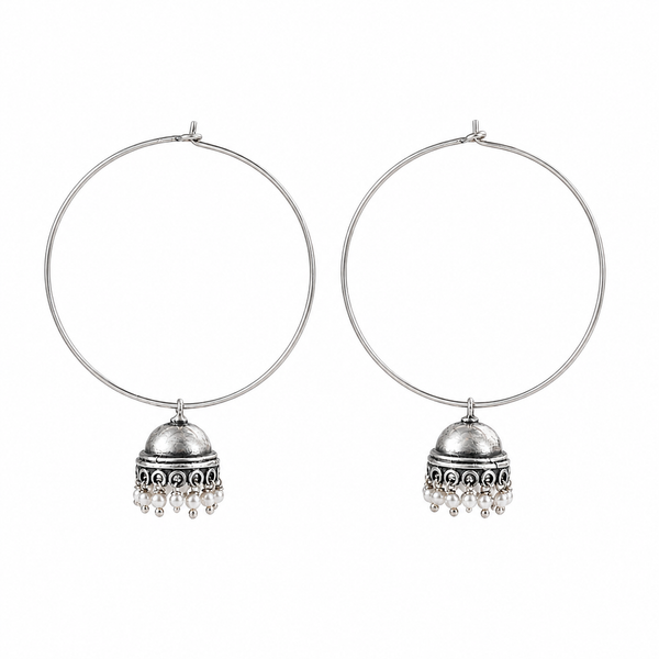 Silver Large Hoops Jhumki