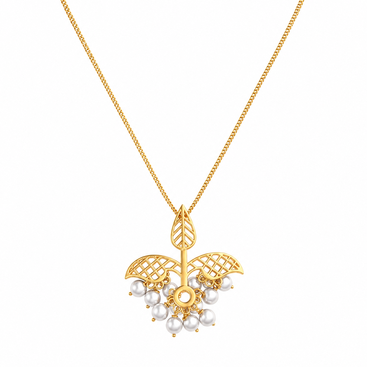 Silver Leaf Filigree Necklace |  92.5 Silver | 22K Gold Plated