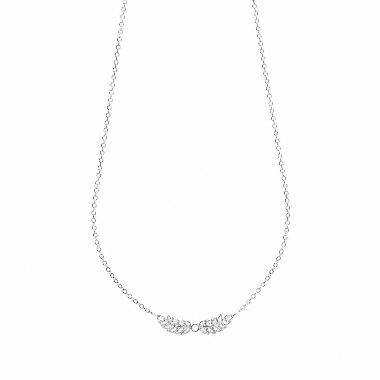 Silver Necklace with Leaf Pendant