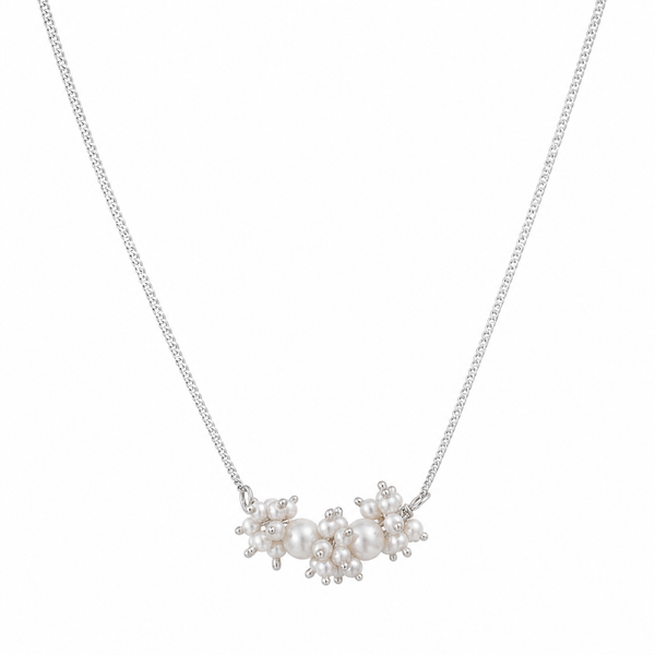 Silver Necklace with Pearl Bunch