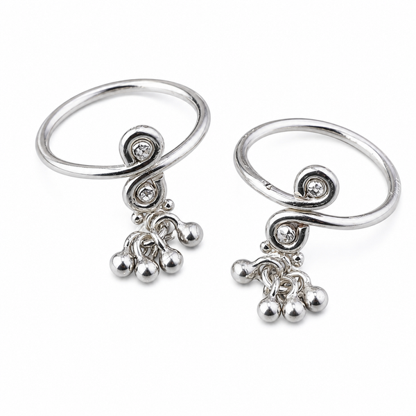 Silver Shiny Ghungroo Toe Ring