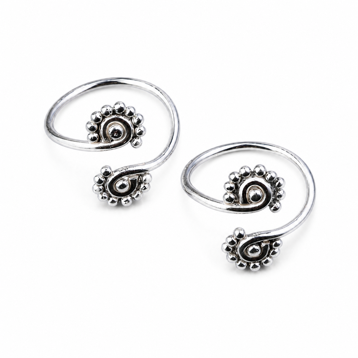 Silver Shiny Round Beads Toe Ring