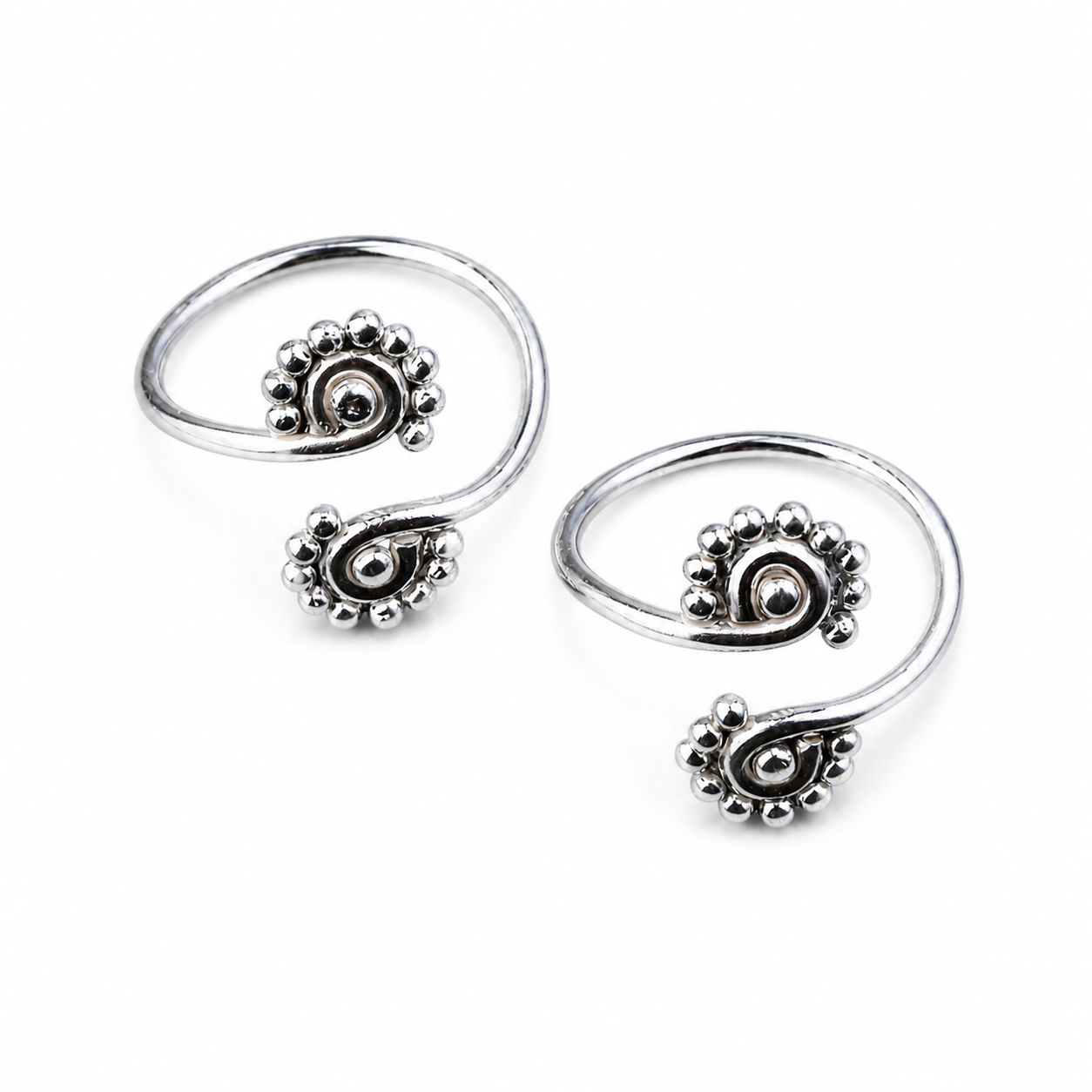 Silver Shiny Round Beads Toe Ring