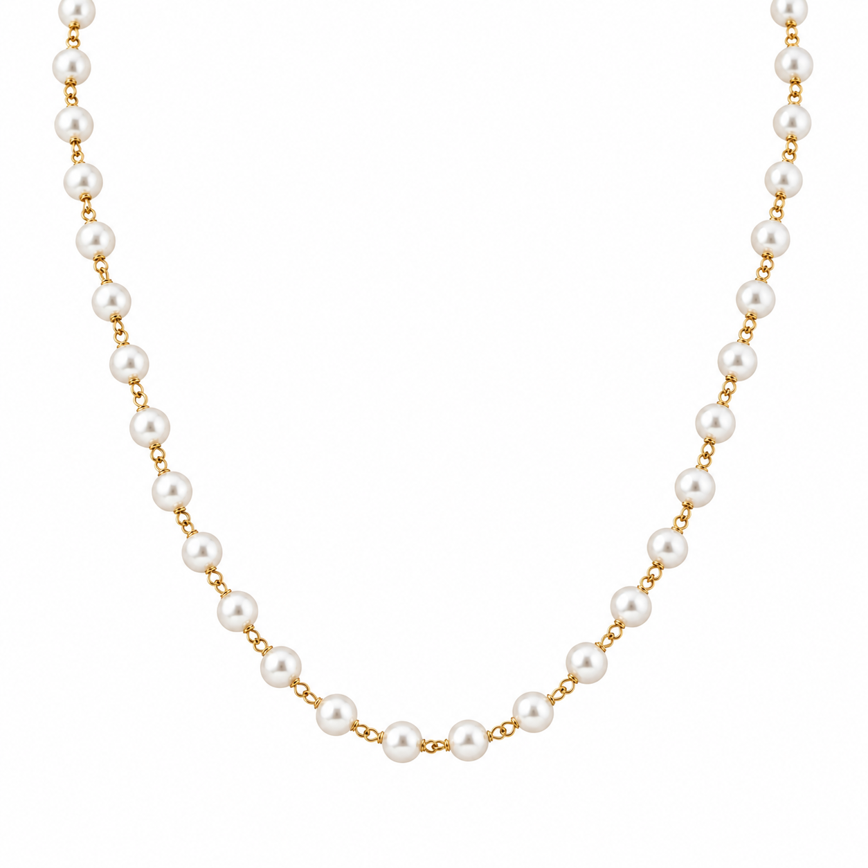 Silver Single Pearl Chain Necklace |  92.5 Silver | 22K Gold Plated