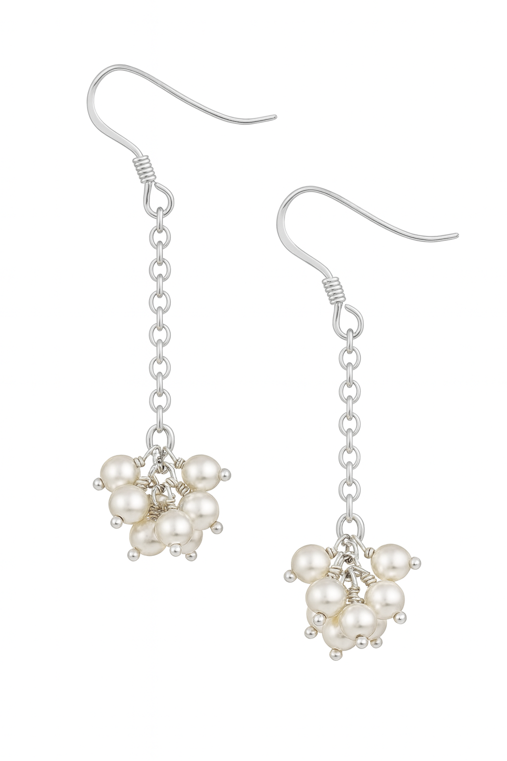 Silver Pearl Bunch Earrings