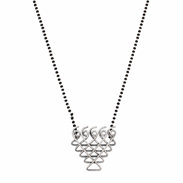 Silver Saraswati Mangalsutra (Medium Motif)