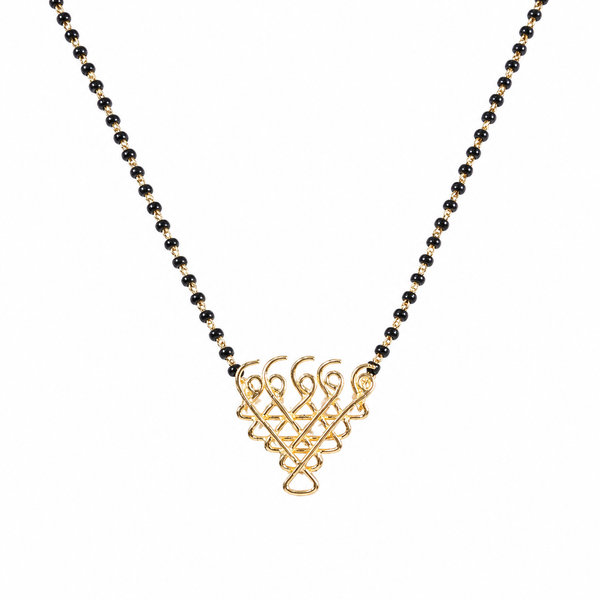 Small Motif Saraswati Mangalsutra | 22K Gold Plated