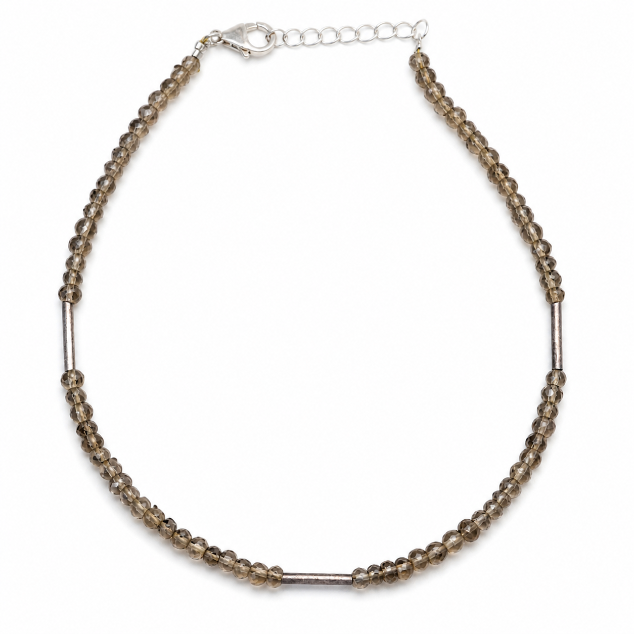 Smokey Quartz Silver Anklet