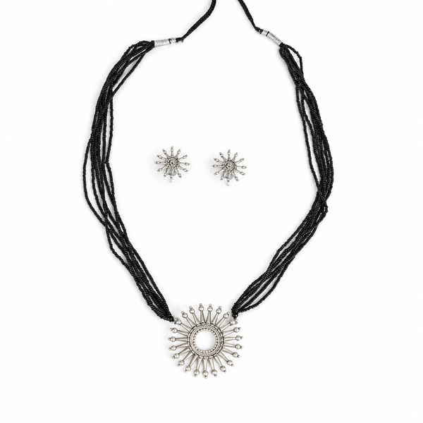 Tejaswi Surya Mangalsutra with black beads and silver pendant