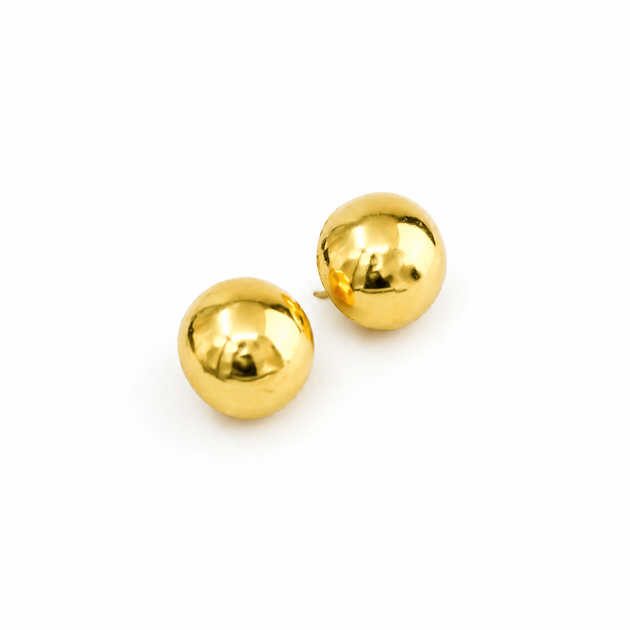 Gold spherical stud earrings