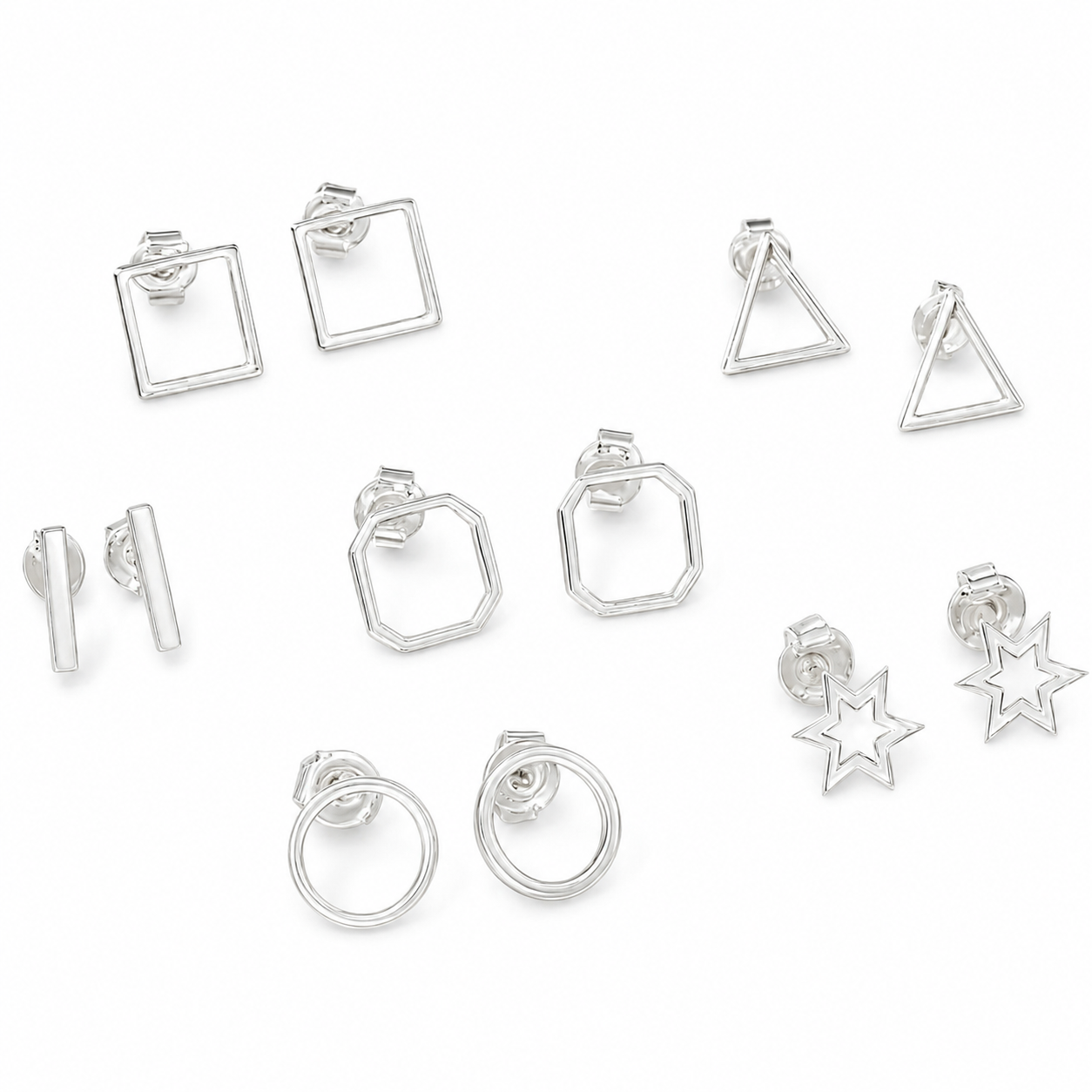 The Geometry Box - Set of 6 Earrings | 92.5 Sterling Silver