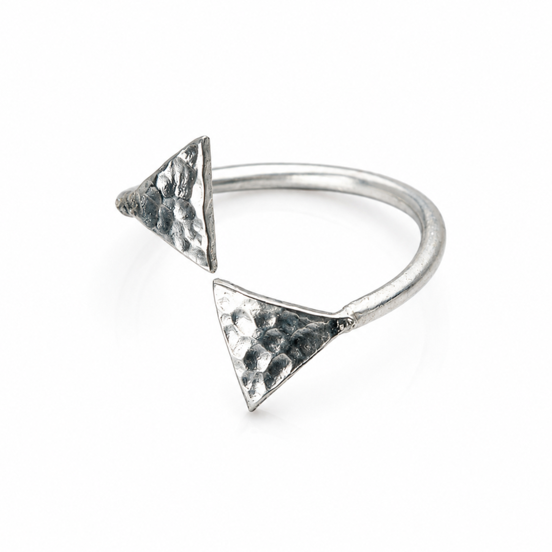 Triangle Shaped Hammered Ring