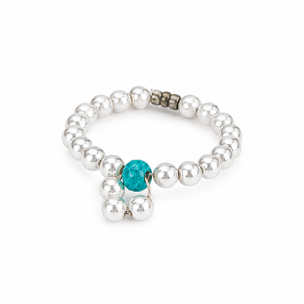 Turquoise and Pearl Beaded Ring