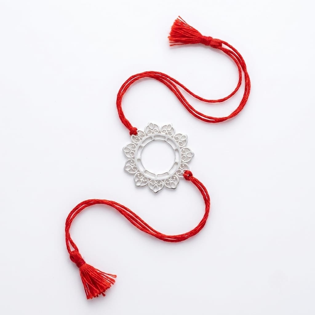 Big Filigree Silver Rakhi