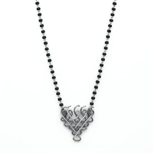 Silver Saraswati Mangalsutra (Small Motif)