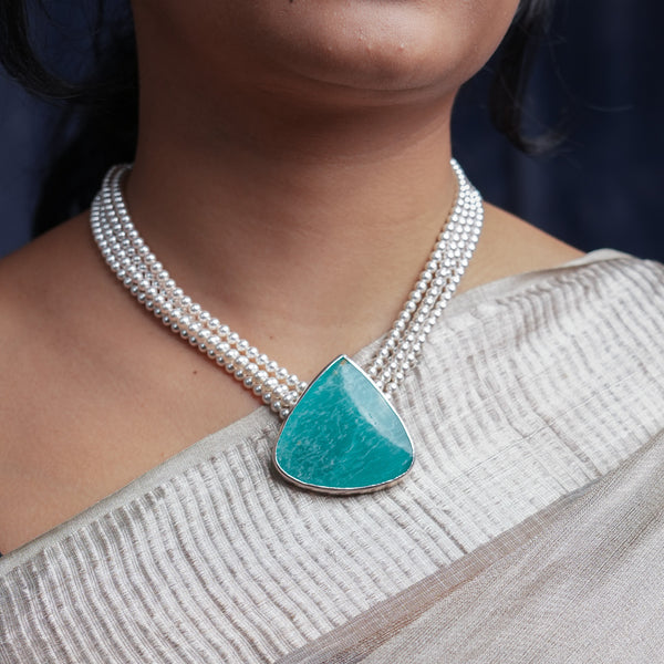 Luxe Necklace – Amazonite & Pearls