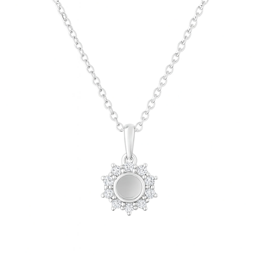 Silver CZ Sunburst Pendant Necklace | 92.5 Silver