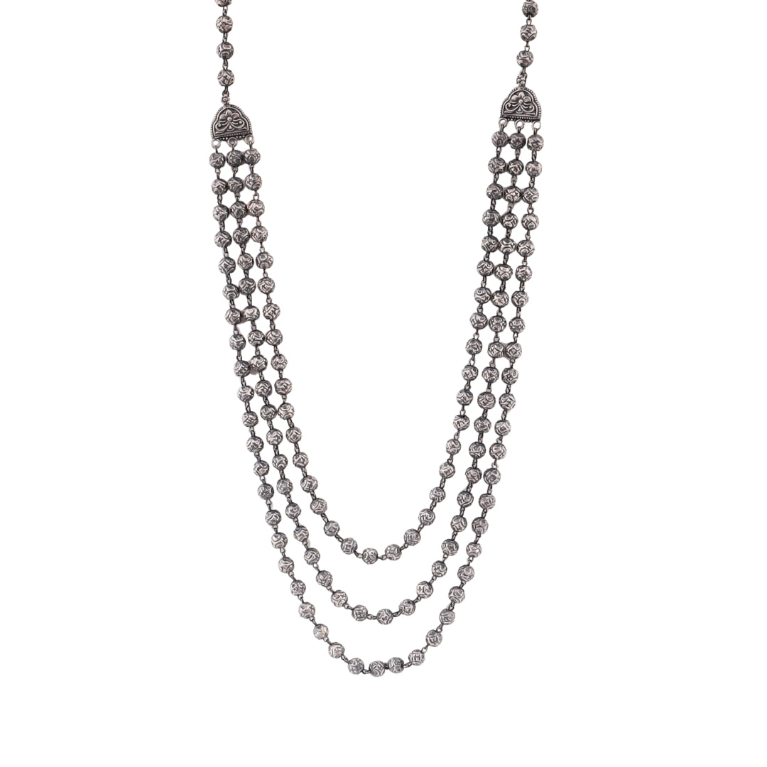 Oxidized 3 layer mohan maal necklace