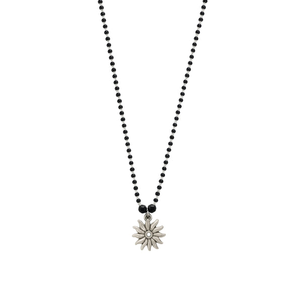 Silver sun charm mangalsutra in 92.5 sterling silver