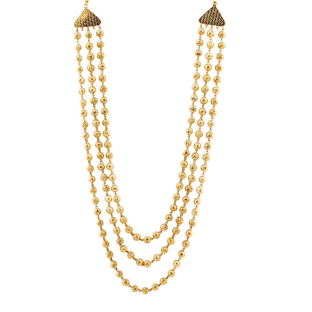 Gold 3 layer mohan maal necklace | 92.5 Silver | 22K Gold Plated