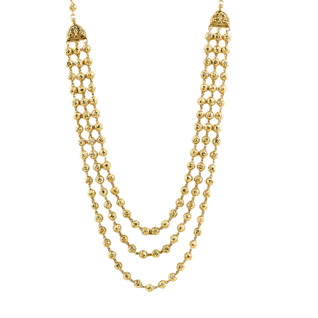 Gold 3 layer mohan maal necklace | 92.5 Silver | 22K Gold Plated