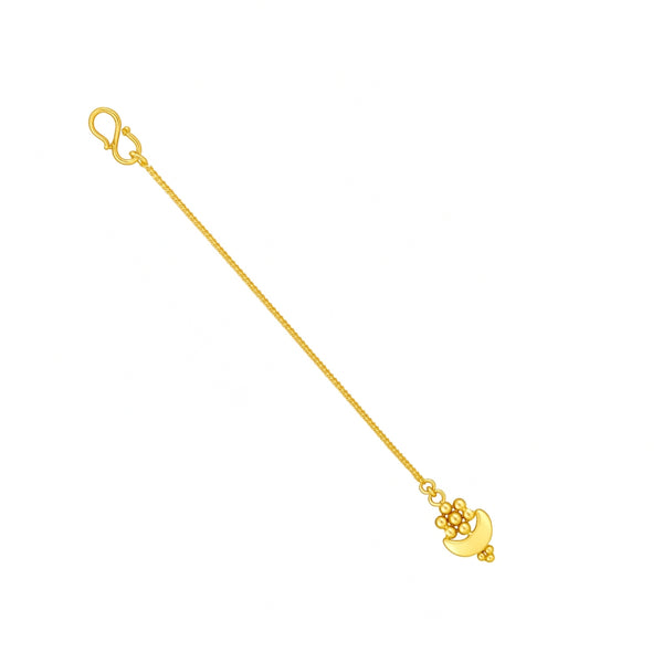 Silver Kudi & Chandrakor Motif Maang Tika (Gold Plated)