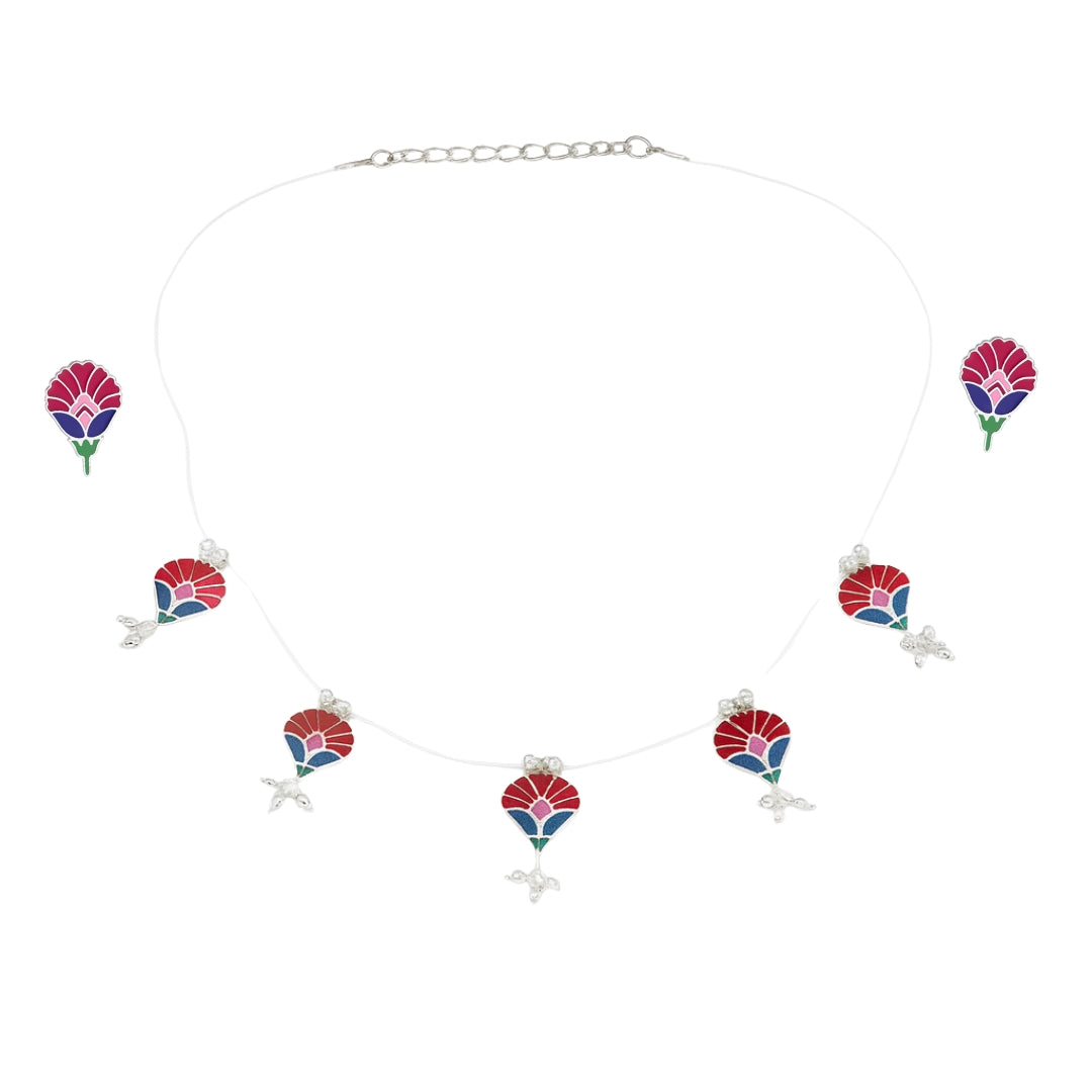 Meena charm set with invisible thread