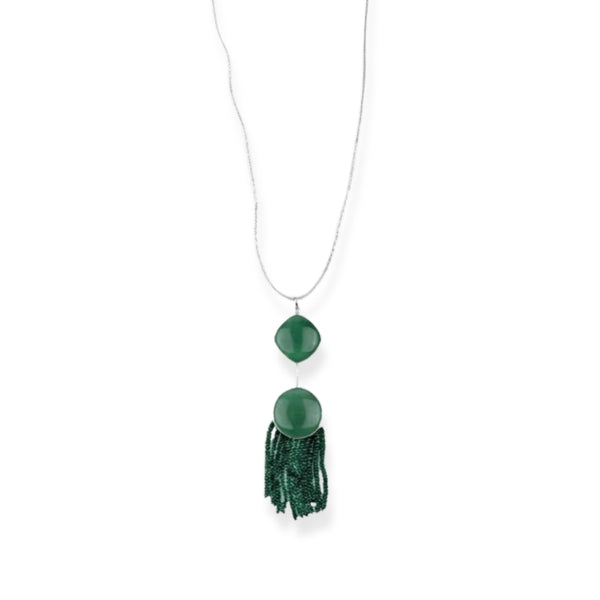 Green Onyx Flow Pendant Chain Necklace